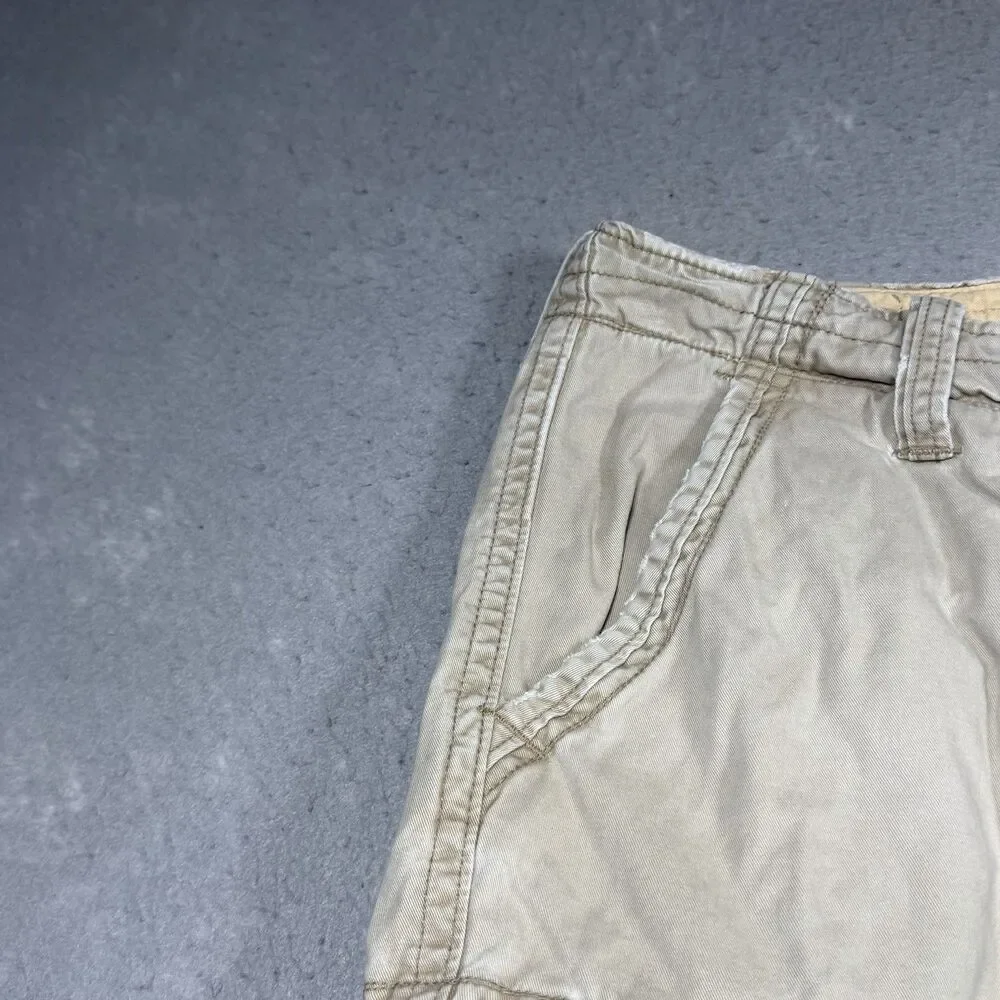 Abercrombie & Fitch Men’s Shorts 36 Khaki Button Fly Distressed Heavy Cargo